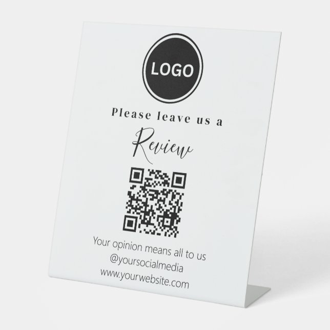 Signe De Table Moderne | Laissez-nous un commentaire | Code QR (Recto)