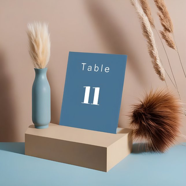Signe De Table Moderne Minimal pastel bleu - Carte Numéro de Tabl (Créateur téléchargé)