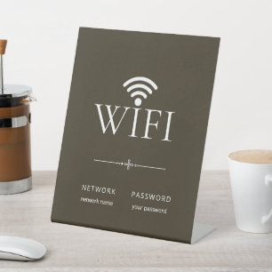 Signe De Table Moderne Mot de passe de réseau WiFi simple Marron