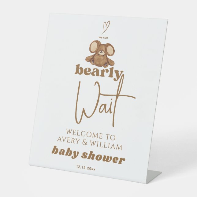 Signe De Table Moderne nous pouvons attendre Baby shower (Recto)