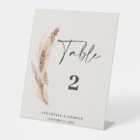 moderne pampas herbe mariage numéro de table