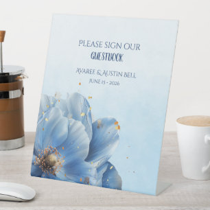Signe De Table Moderne Poppy minimaliste or et bleu