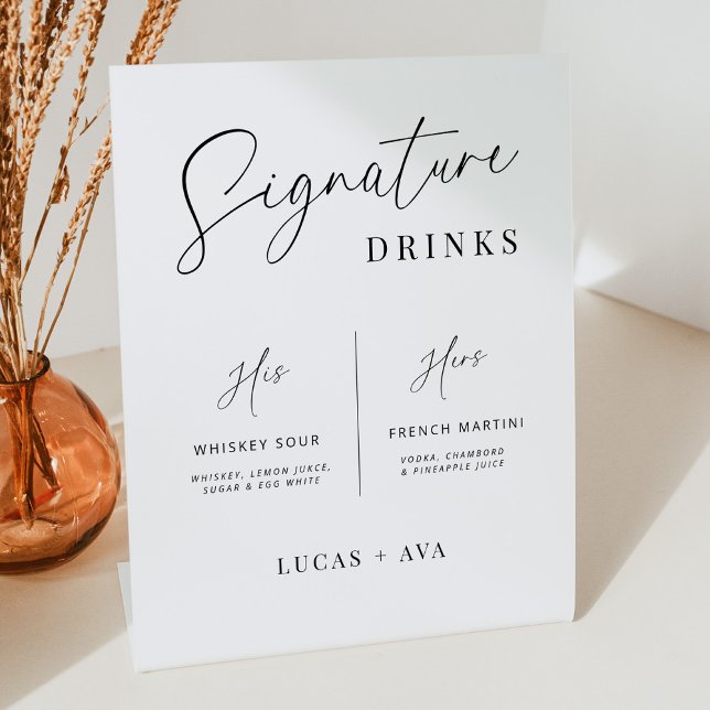 Signe De Table Moderne Sa & Ses Signature Boire Bar Menu Mariage (Créateur téléchargé)