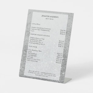 Signe De Table Moderner Silber Glitzer Salon Prix Sockelschild