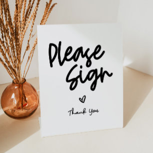 Signe De Table Moins S'Il Vous Plaît Signer Merci Guest Book Sign