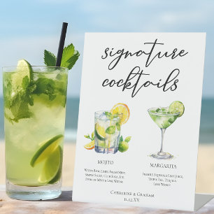 Signe De Table Mojito Margarita Signature Cocktails Menu Mariage