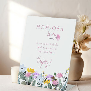 Signe De Table Momosa Bar Fleur sauvage pelouse Baby shower blanc