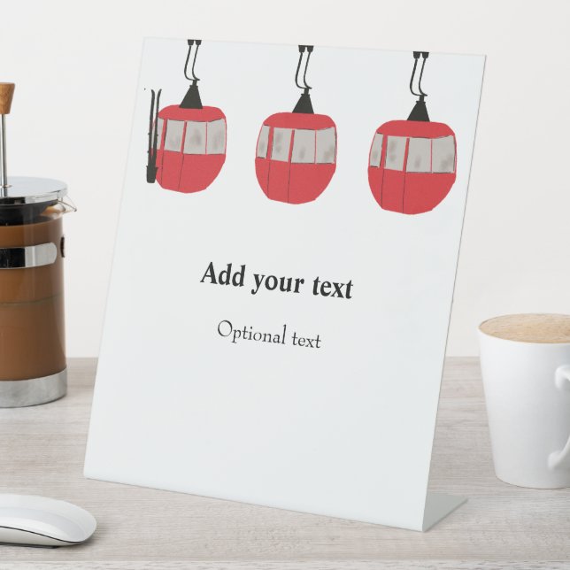 Signe De Table Monogram Retro Red Ski Gondola Lift Personnalisé (In SItu)