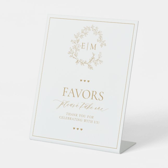 Signe De Table Monogramme de cime dorée Faveurs (Recto)