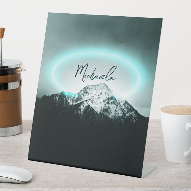 Signe De Table Monogramme de lumière de néon bleu mystérieux de m (In SItu)