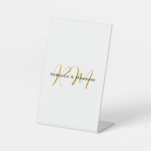 Signe De Table Monogramme de nom moderne de couleur or unique exc