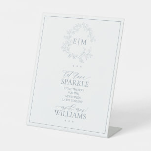 Signe De Table Monogramme Dusty Blue Leafy Crest Laisser l'amour 