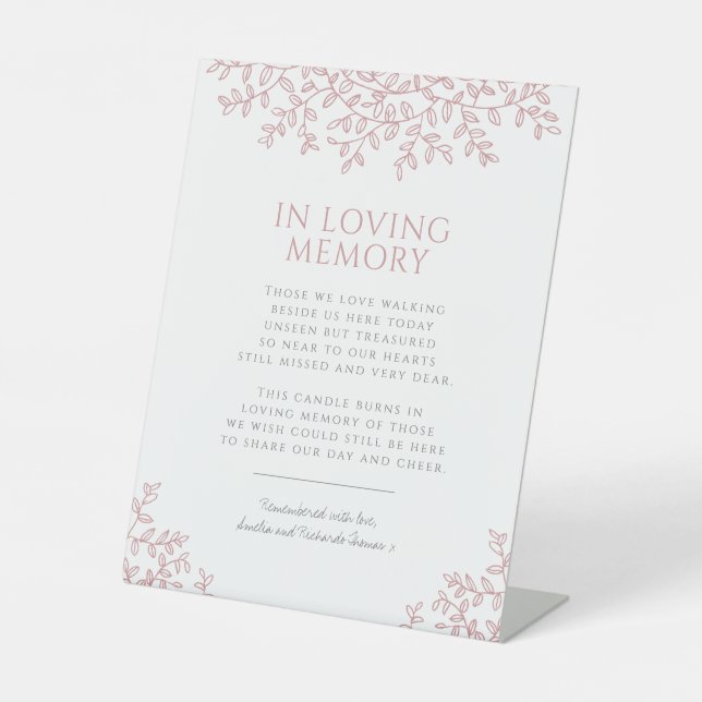 Signe De Table monogramme mariage en feuille rose vierge dans la  (Recto)