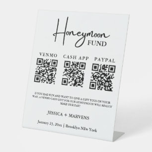 Signe De Table Monogramme moderne mariage de lune de miel code QR