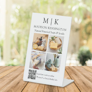 Signe De Table Monogramme ou ajouter un logo Business QR Code 4 P