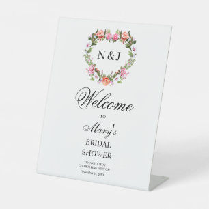 Signe De Table Monogramme Romantique Rose Floral Fête des mariées