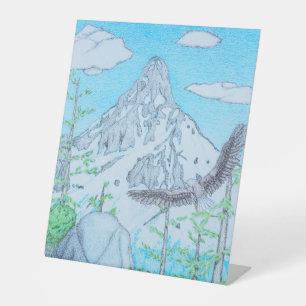 Signe De Table Montagne enneigée & Aigle