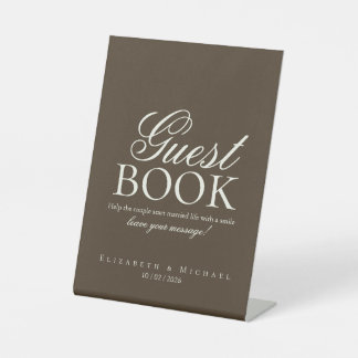 Signe De Table Moody Coffee Wedding Guest Book Tabletop sign
