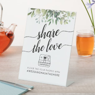 Signe De Table Mot-clé de mariage Watercolor Greenery Share the L