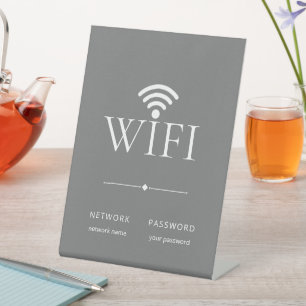 Signe De Table Mot de passe de réseau WiFi gris élégant minimalis