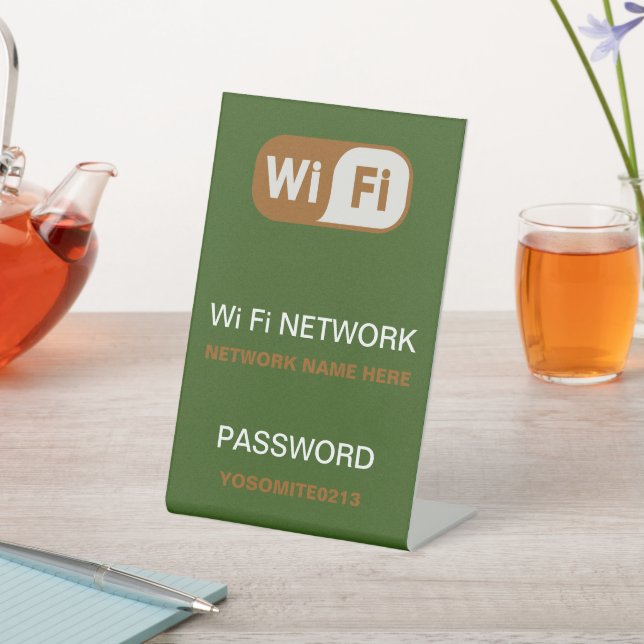 Signe De Table Mot De Passe Réseau Wifi Personnalisé Simple Vert (In SItu)