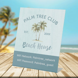Signe De Table Mot de passe WiFi de la maison de plage moderne Bl