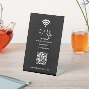Signe De Table Mot de passe Wifi Entreprise Cœur Moderne Noir & B