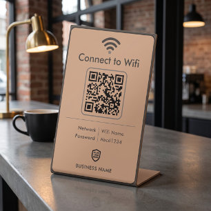 Signe De Table Mot de passe Wifi Entreprise Moderne Cuivre Charbo
