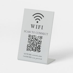 Signe De Table Mot de passe Wifi & Logo et code QR de l'entrepris