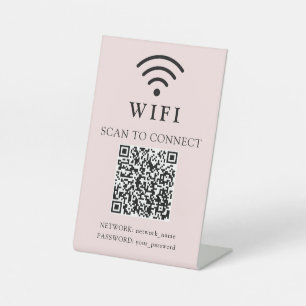 Signe De Table Mot de passe Wifi & Logo et code QR de l'entrepris