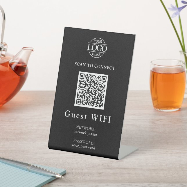 Signe De Table Mot de passe Wifi moderne & Réseau | Code QR Entre (In SItu)
