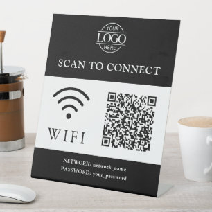 Signe De Table Mot de passe Wifi moderne & Réseau Code QR Logo