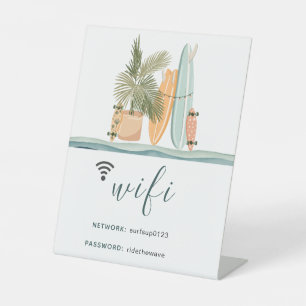 Signe De Table Mot de passe WiFi réseau Surf plage