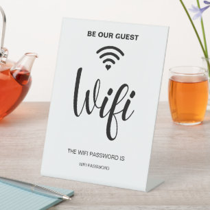Signe De Table Mot de passe Wifi Simple Minimaliste Blanc
