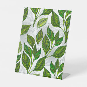 Signe De Table Motif sans couture avec Feuilles de thé vert
