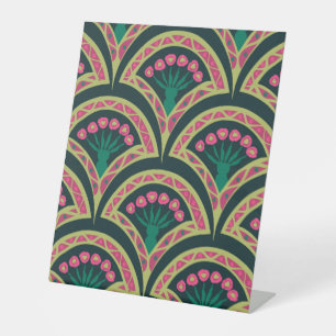 Signe De Table motif vert en forme de coque