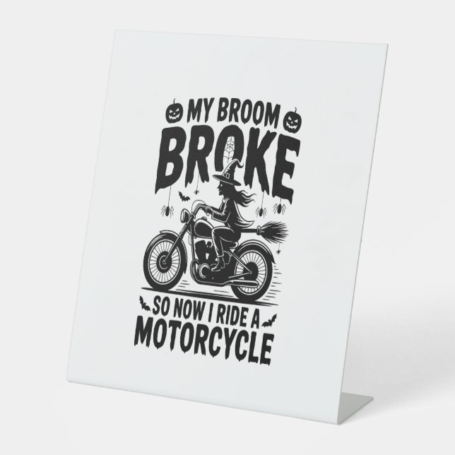 Signe De Table Moto à cheval sorcière Halloween (Recto)