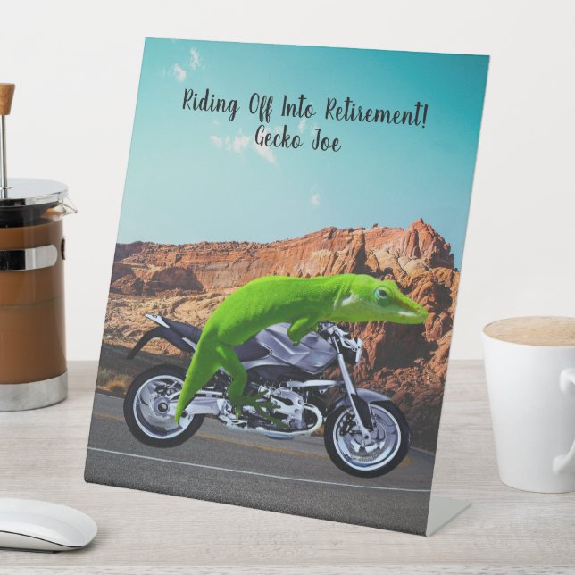 Signe De Table Moto Gecko Personnalisée Pour La Retraite (In SItu)