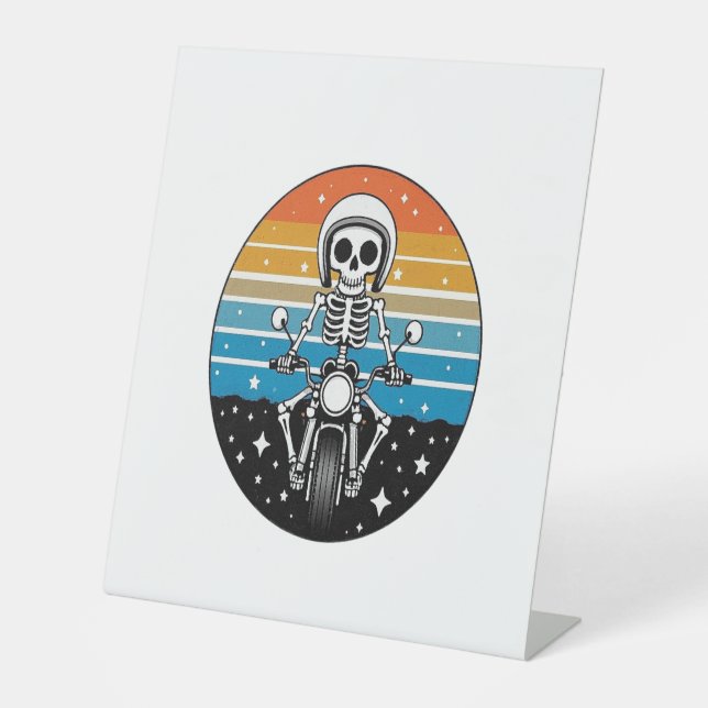Signe De Table Motocyclette à ailes pour motocyclette à crâne (Recto)