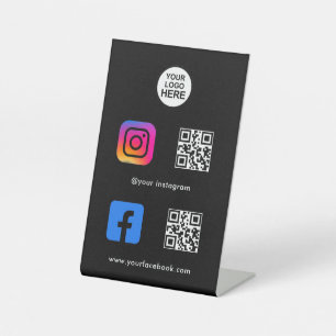 Signe De Table Multi QR Code Business Social Media Sign