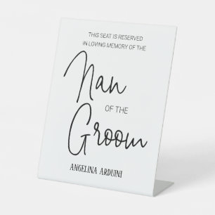Signe De Table Nan du Groom Memorial Réservé Président Mariage
