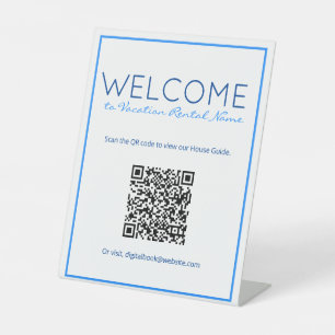 Signe De Table Nautical Beach Blue Digital QR Code Affiche de bie