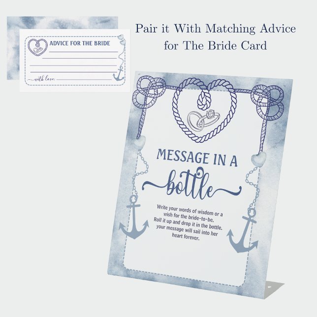 Signe De Table Nautical Message In A Bottle Bridal Shower Advice (Nautical Message In A Bottle Bridal Shower Advice Pedestal Sign)
