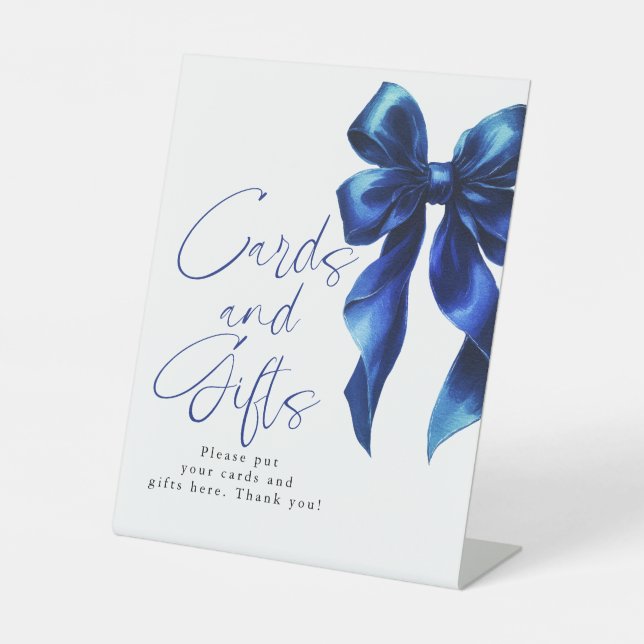 Signe De Table Navy Blue Bow Cards and Gifts Bridal Shower (Recto)