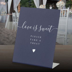 Signe De Table Navy Blue Love Is Sweet Take A Treat Favor