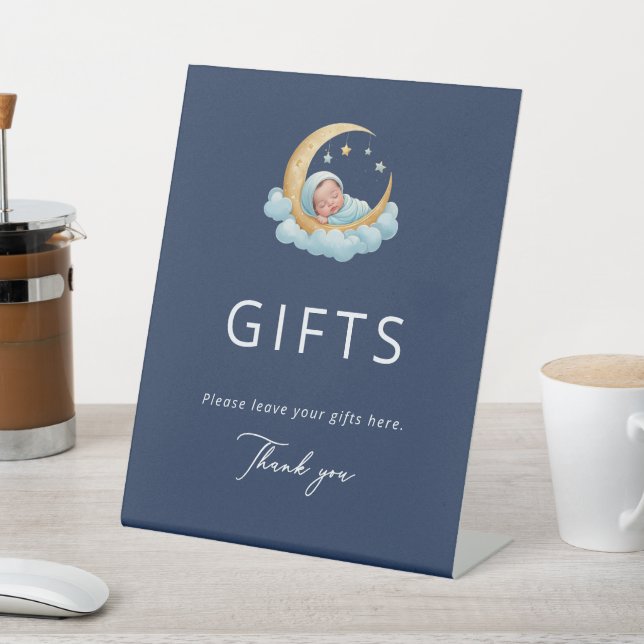Signe De Table Navy Celestial Moon Baby Shower Gifts  (In SItu)