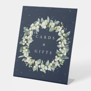 Signe De Table Navy Snowberry+Eucalyptus Cadeaux de mariage + Car