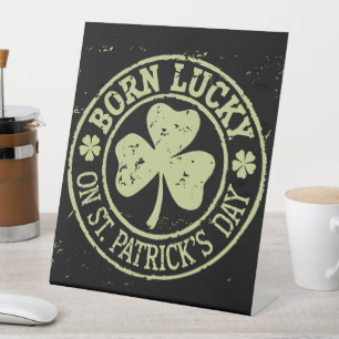 Signe De Table Né Chanceux Le Jour De La Saint-Patrick Anniversai