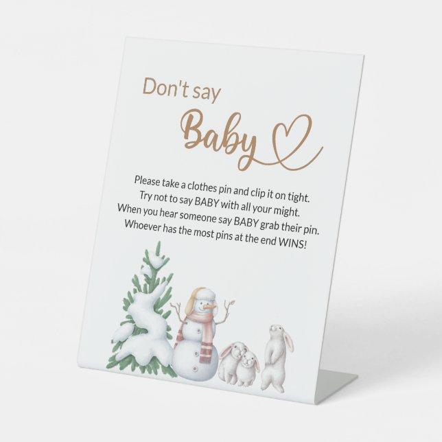 Signe De Table Ne dites pas bébé baby shower d'hiver Signal Pedes (Recto)