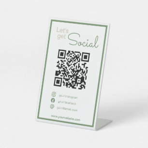 Signe De Table Neatral sage vert code QR me scanner médias sociau